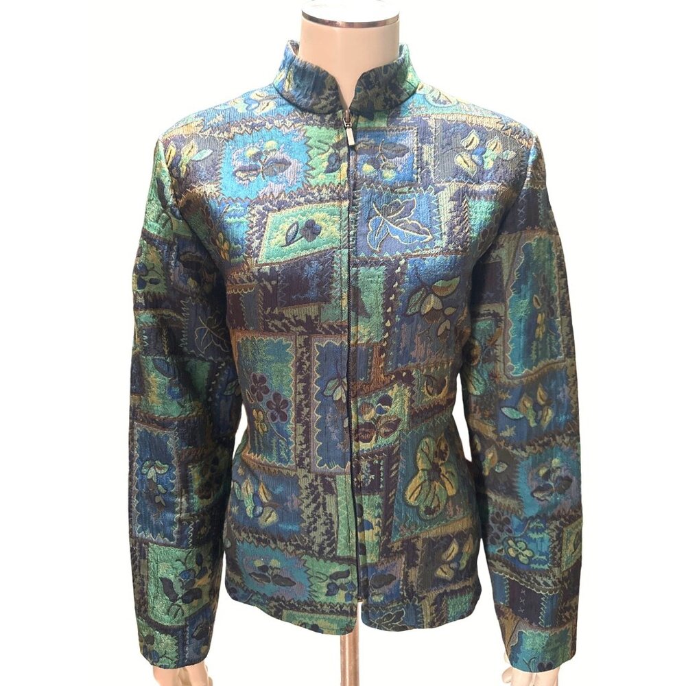 Coldwater Creek Womens XS Mandarin Collar Tapestry Jacket